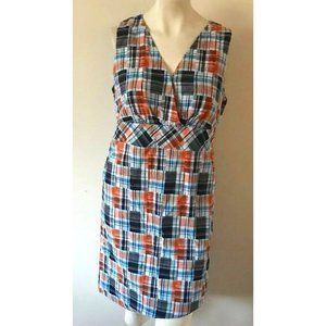 Peck & Peck Sleeveless Multicolor Patchwork V-Neck Dress Women’s Sz 10